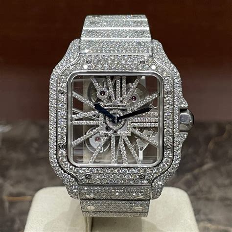 cartier santos skeleton retail price|cartier santos iced out.